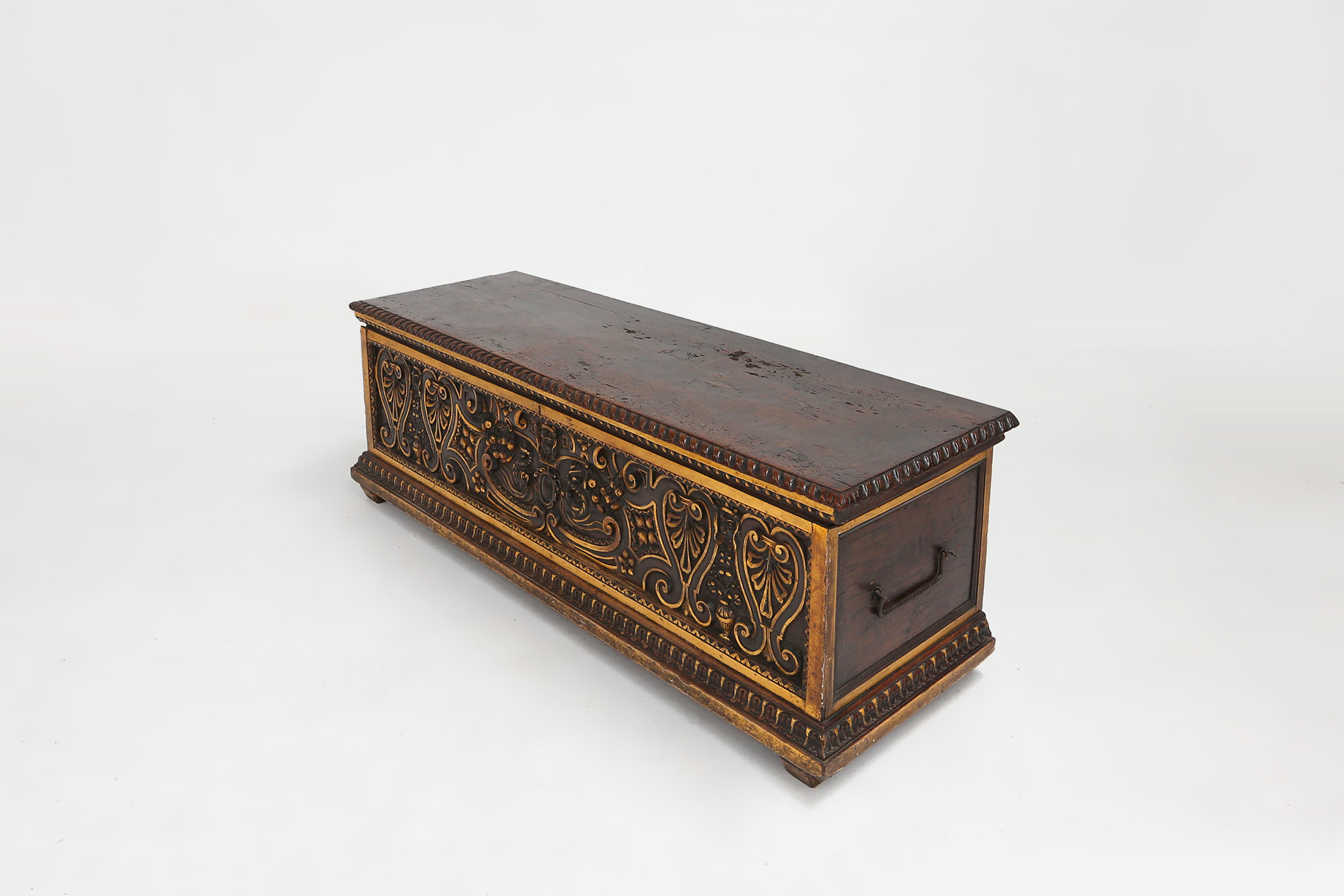 Large 16th century carved and polychroom painted oak Venetian chest, Italythumbnail